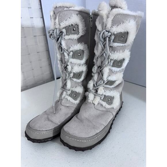 "U.S. POLO" Women's Faux Suede & Faux Fur Lined Lace Up Gray Boots Size 9.5 - Picture 4 of 16